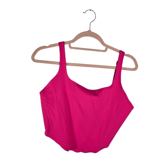 Reordia neon barbie pink stretch corset bustier top - Picture 1 of 9